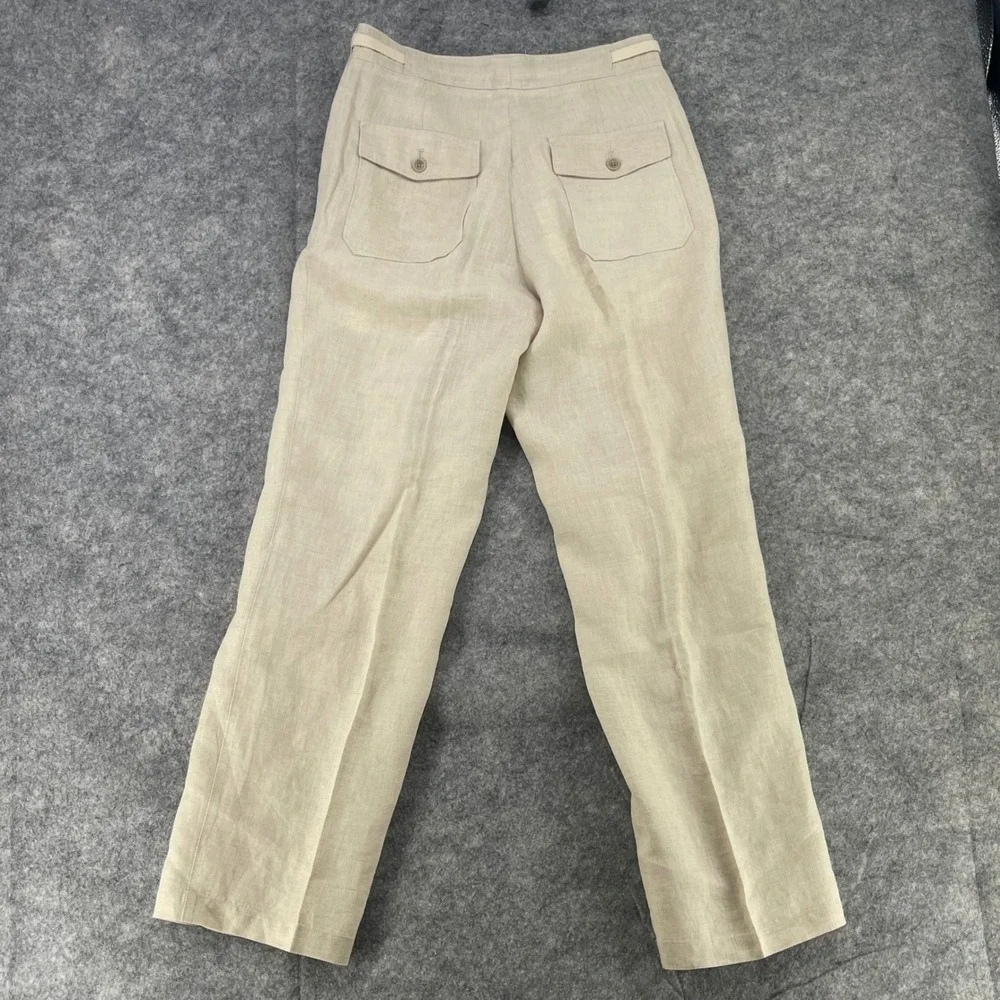 Tasso Elba Pants Men 30x30 Beige 100% Linen Drawstring Straight Leg Trousers